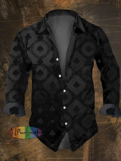 Men’s Vintage Dark Skull_Print Long Sleeve Shirt Multicolor / S