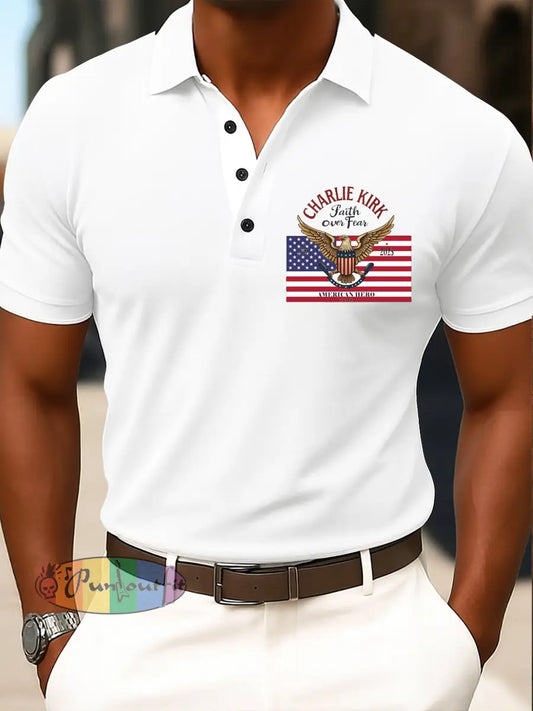 Men’s Vintage Freedom American Flag Commemorative Polo Shirt A / S