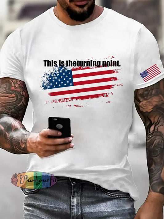 Men’s Vintage Freedom American Flag Commemorative T-Shirt Short Sleeve A / S