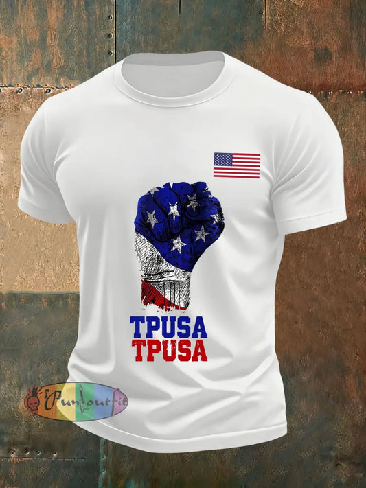 Men’s Vintage Freedom American Flag Commemorative T-Shirt Short Sleeve A / S