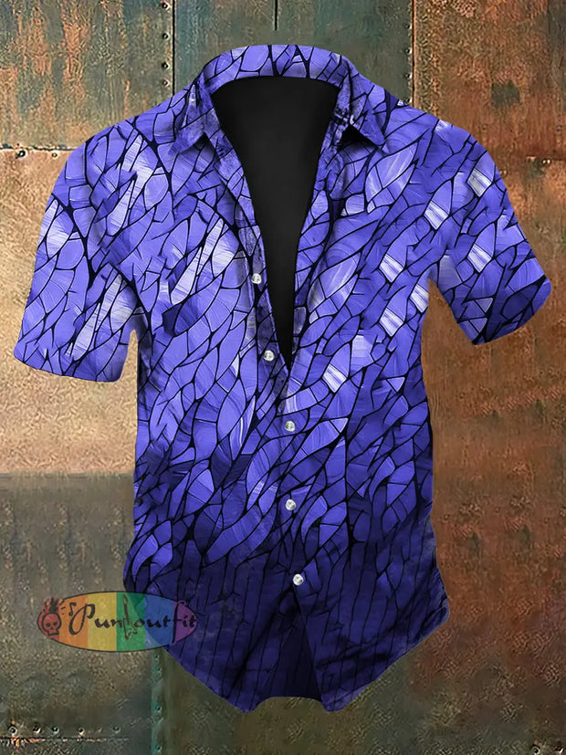 Men’s Vintage Gothic Geometric Window Print Design Short-Sleeve Shirt Purple / S