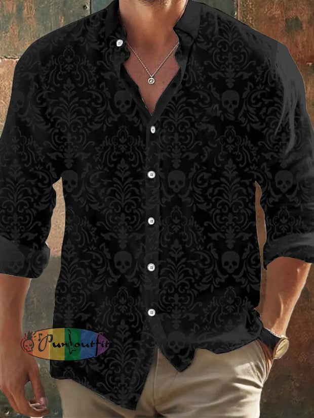 Men’s Vintage Skull Faith Long Sleeve Shirt As Shown / S Hot