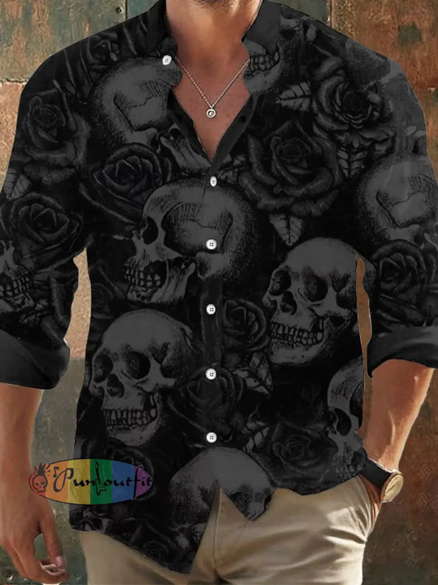 Men’s Vintage Skull Faith Long Sleeve Shirt As Shown / S Hot