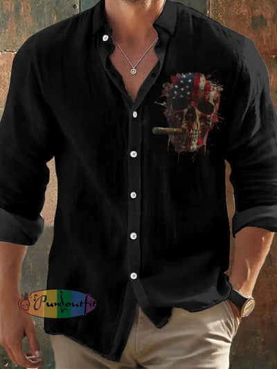 Men’s Vintage Skull Faith Long Sleeve Shirt As Shown / S Hot