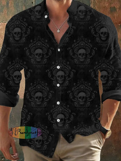 Men’s Vintage Skull Faith Long Sleeve Shirt As Shown / S Hot