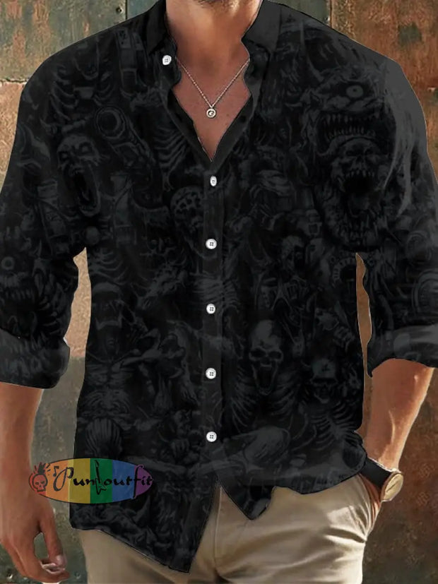 Men’s Vintage Skull Faith Long Sleeve Shirt As Shown / S Hot