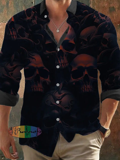 Men’s Vintage Skull Faith Long Sleeve Shirt Hot