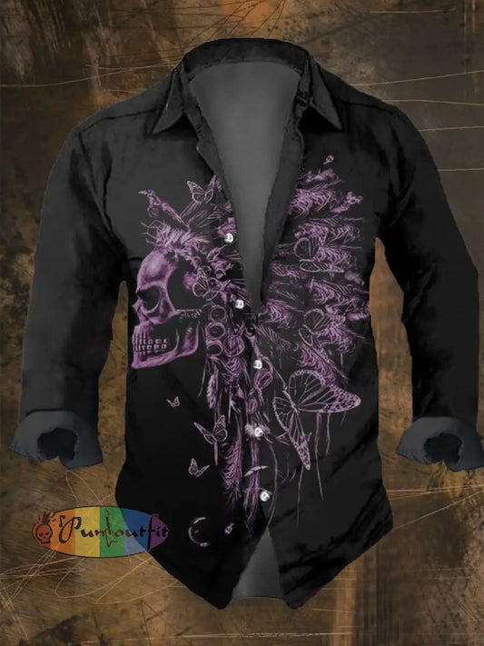 Men’s Vintage Skull Faith Long Sleeve Shirt Multicolor / S