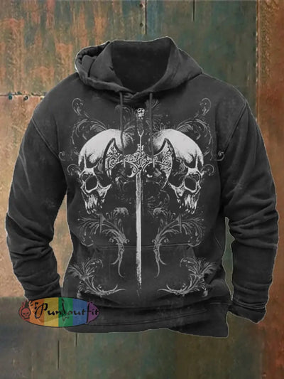 Men’s Vintage Skull Pocket Hoodie As Shown / S Hoodies&Sweatshirts