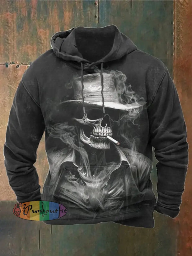 Men’s Vintage Skull Pocket Hoodie As Shown / S Hoodies&Sweatshirts