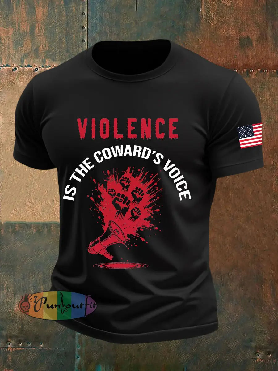 Men’s Violence Is the Coward’s Voice Printed Casual T-shirt Black / S
