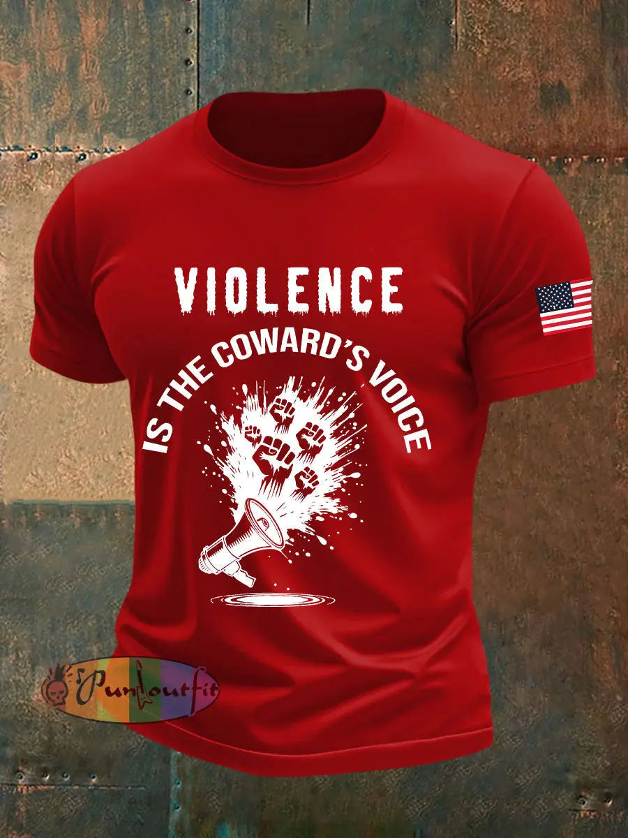 Men’s Violence Is the Coward’s Voice Printed Casual T-shirt Pure Red / S