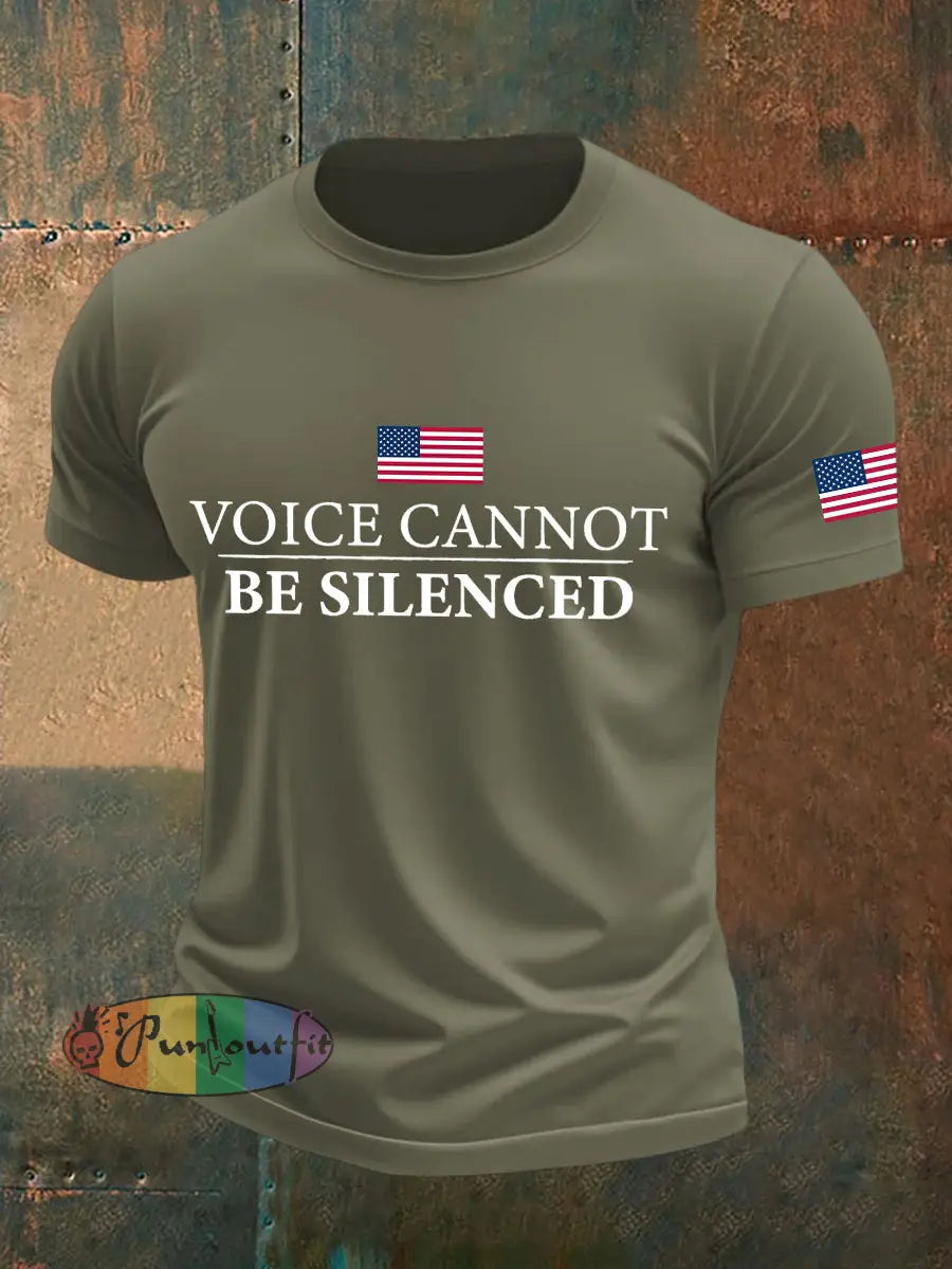Men’s Voice Cannot Be Silenced Print T-Shirt Army Green / S