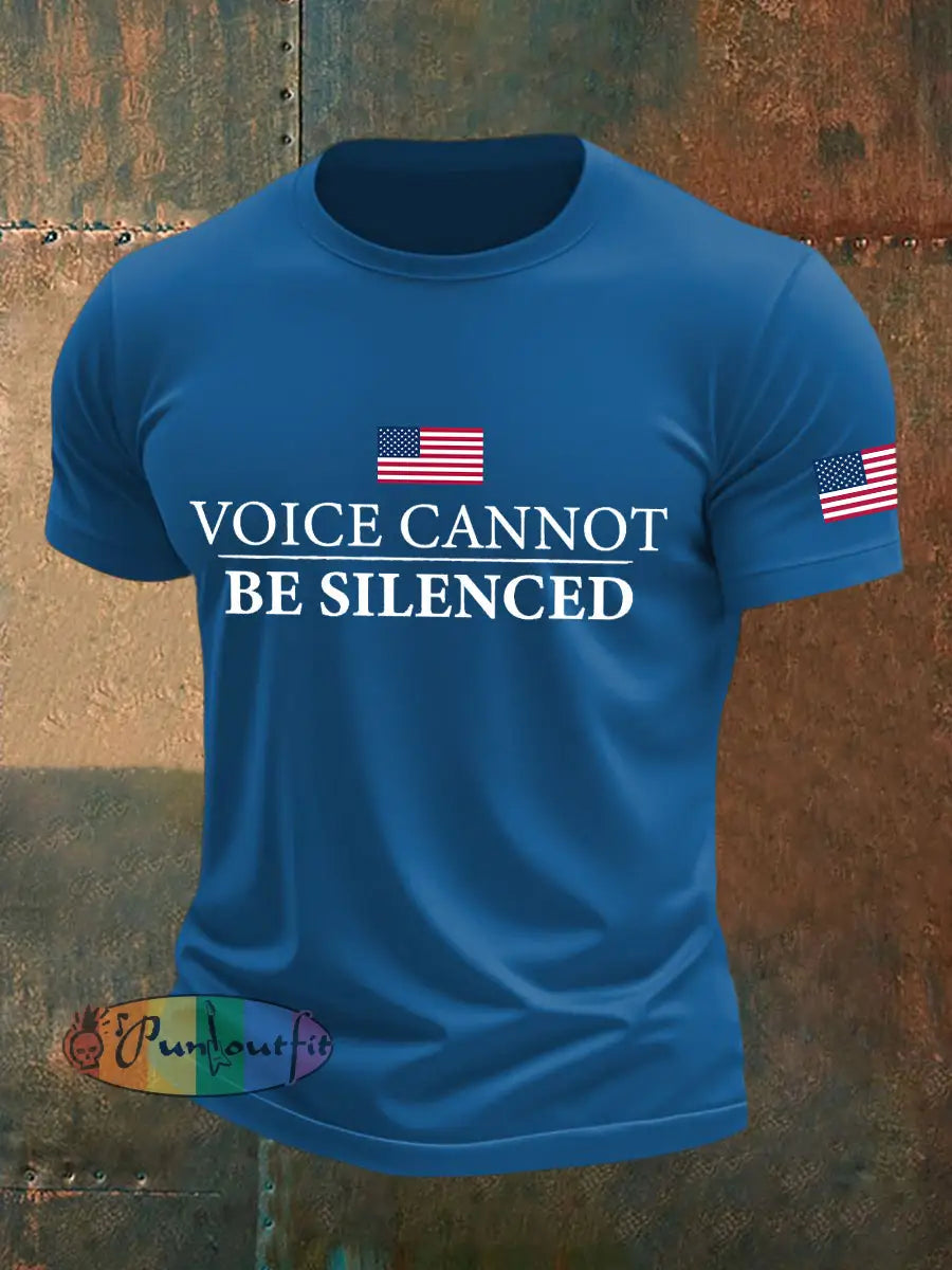 Men’s Voice Cannot Be Silenced Print T-Shirt Blue / S