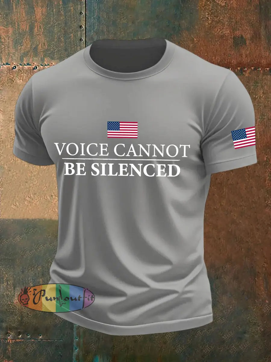 Men’s Voice Cannot Be Silenced Print T-Shirt Light Gray / S