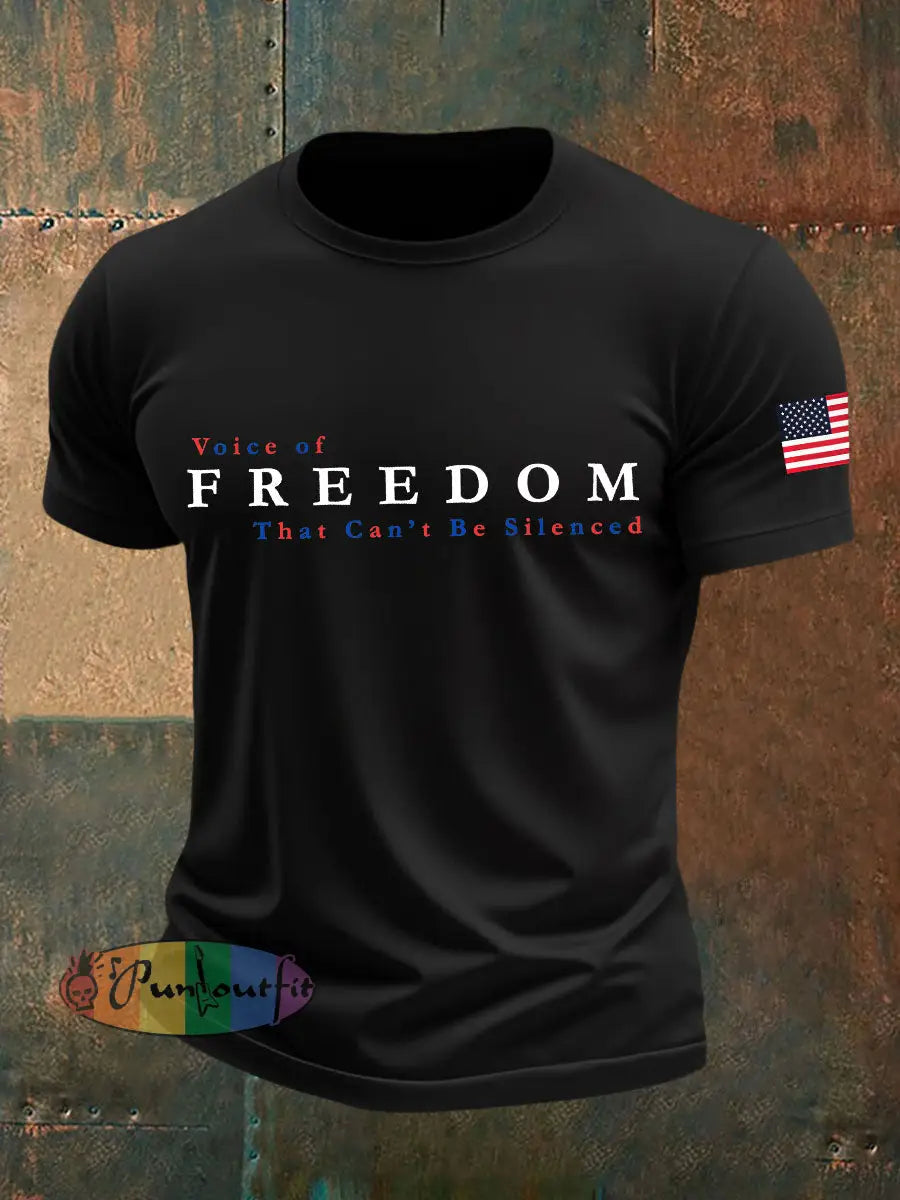 Men’s Voice of Freedom Printed Casual T-shirt Black / S