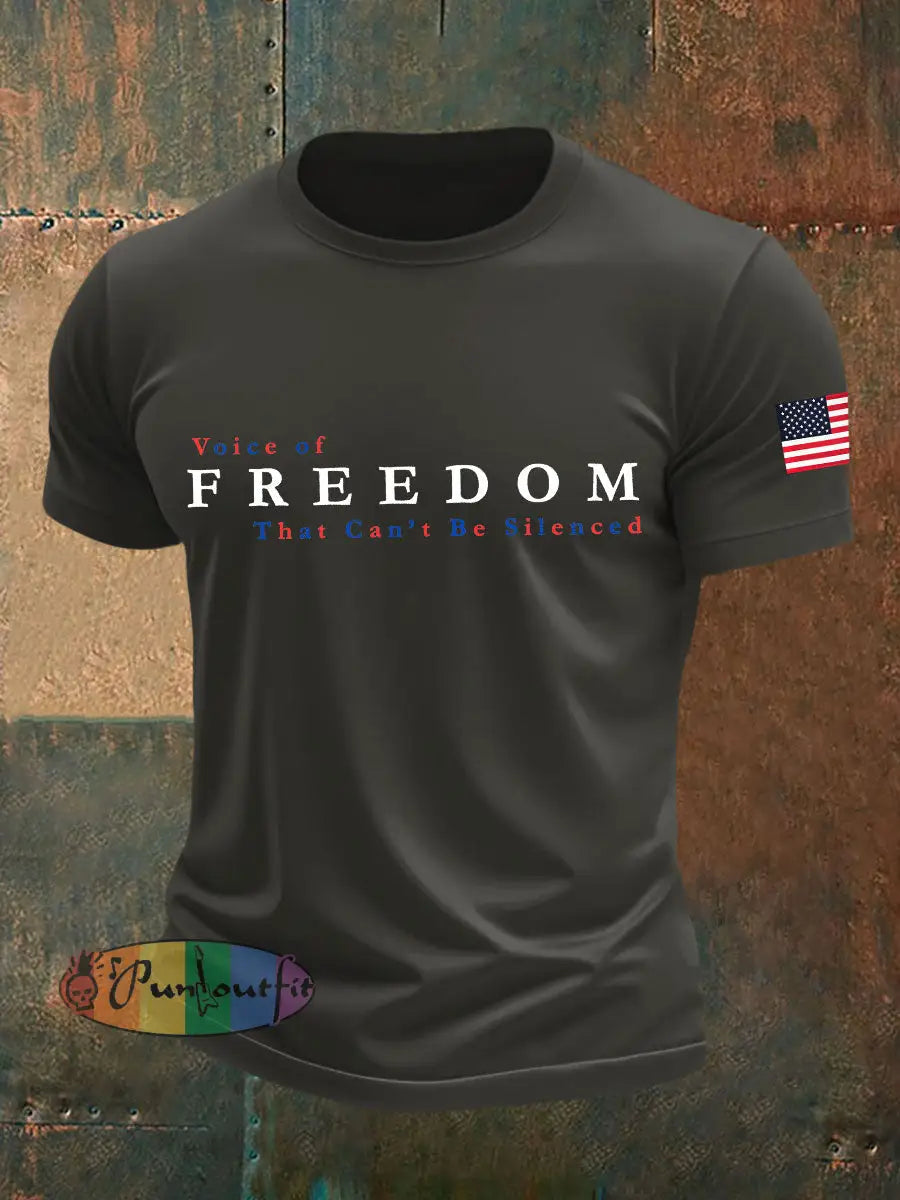 Men’s Voice of Freedom Printed Casual T-shirt Dark Gray / S