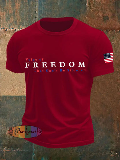 Men’s Voice of Freedom Printed Casual T-shirt Deep Red / S