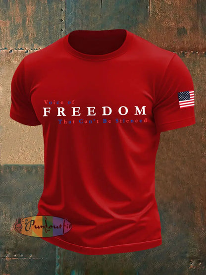 Men’s Voice of Freedom Printed Casual T-shirt Pure Red / S