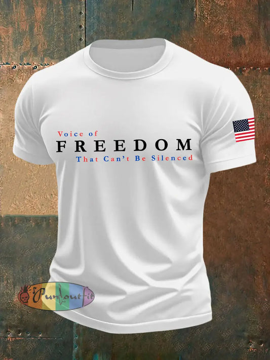 Men’s Voice of Freedom Printed Casual T-shirt White / S
