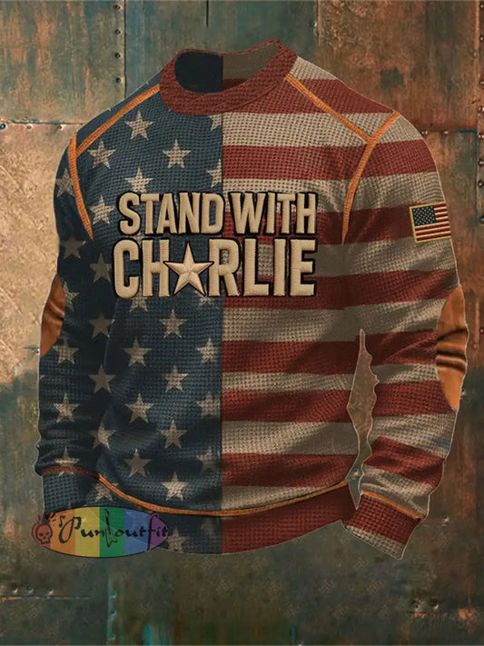 Men’s Voice of Freedom Waffle Print Casual T-shirt As picture / S