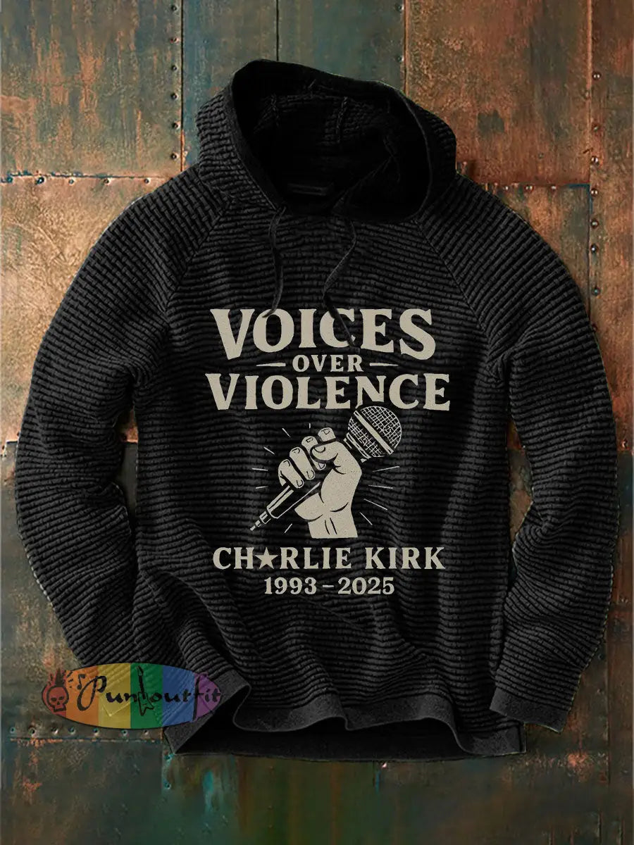 Men’s Voices Over Violence Printed Casual Hoodie Black / S