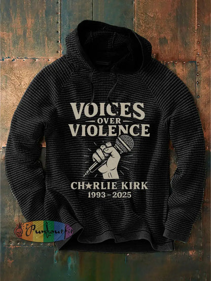 Men’s Voices Over Violence Printed Casual Hoodie Black / S