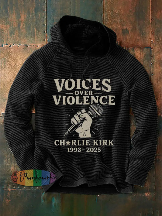 Men’s Voices Over Violence Printed Casual Hoodie Black / S