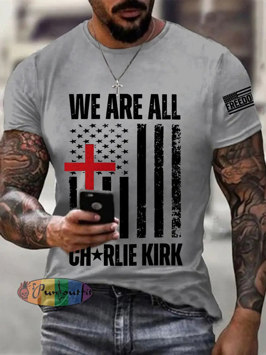 Men’s We Are All Charlie Kirk Army Now! R.I.P Charlie Kirk Tee Light Gray / S