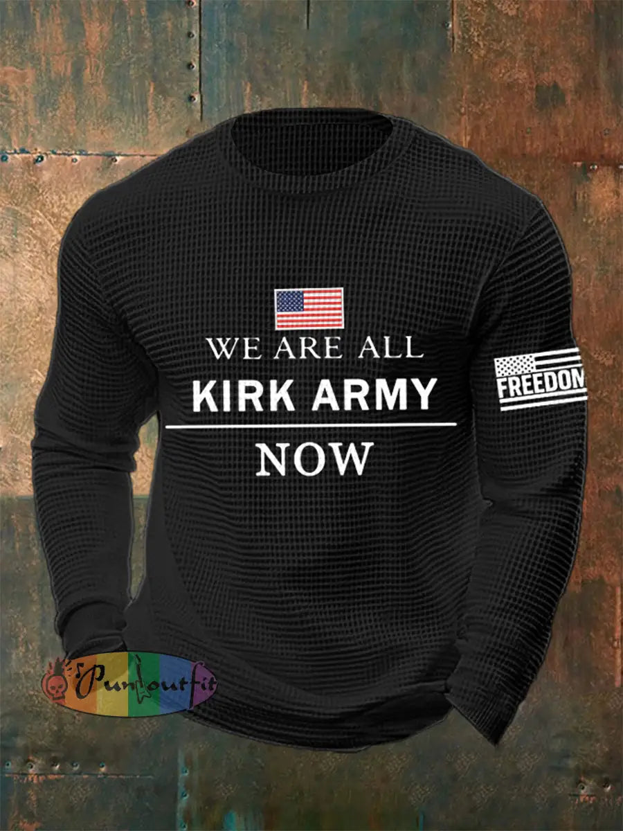 Men’s We Are All Charlie Kirk Army Now! R.I.P Charlie Kirk Waffle Top Black / S