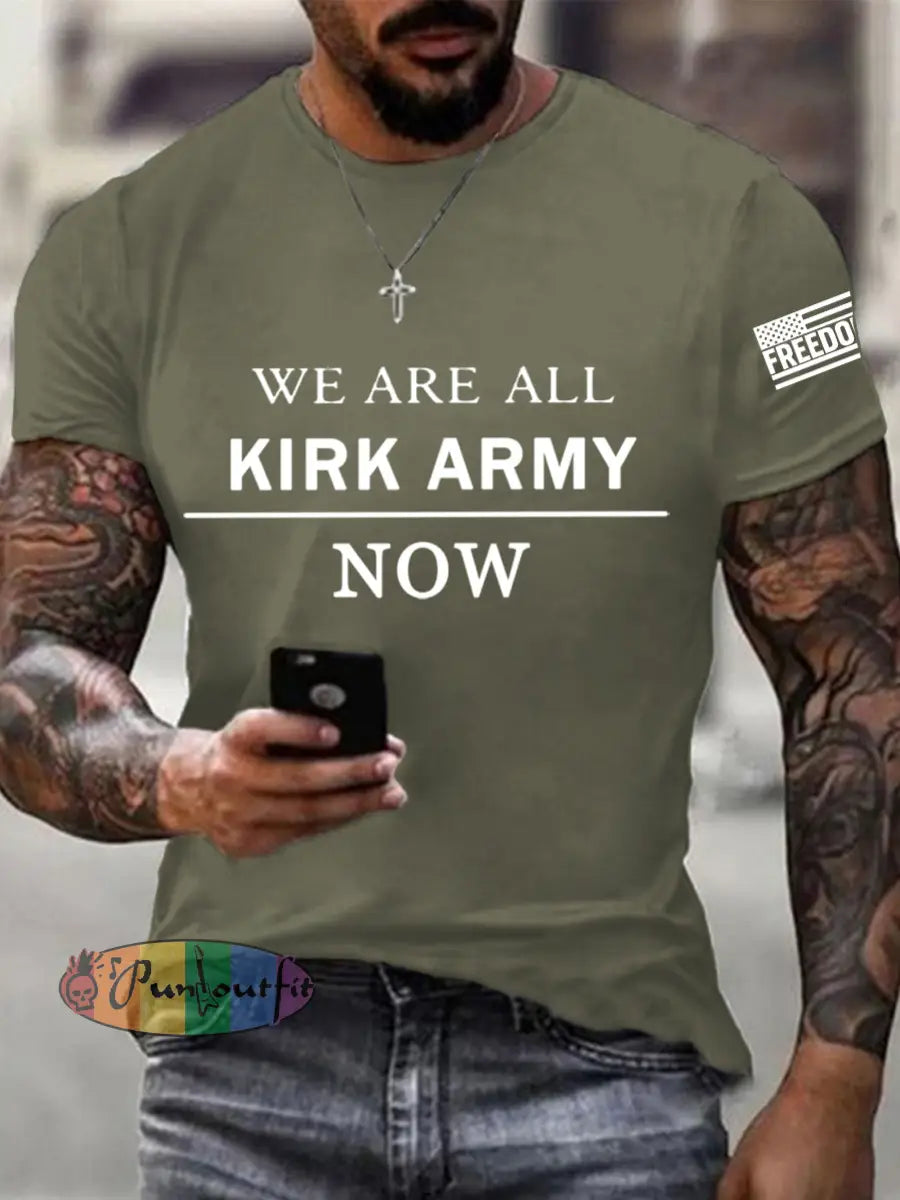 Men’s We Are All Charlie Kirk Now! R.I.P Charlie Kirk Tee Army Green / S