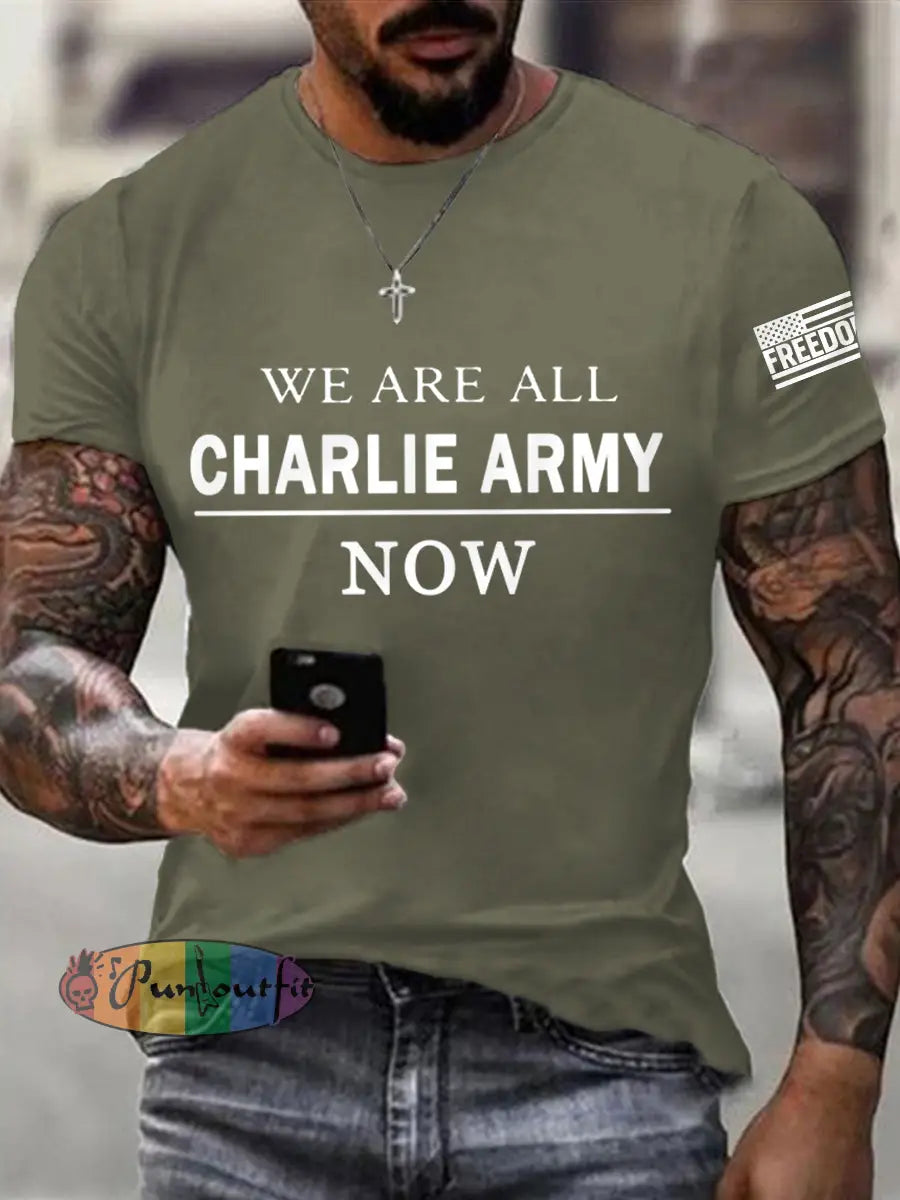 Men’s We Are All Charlie Kirk Now! R.I.P Charlie Kirk Tee Army Green / S