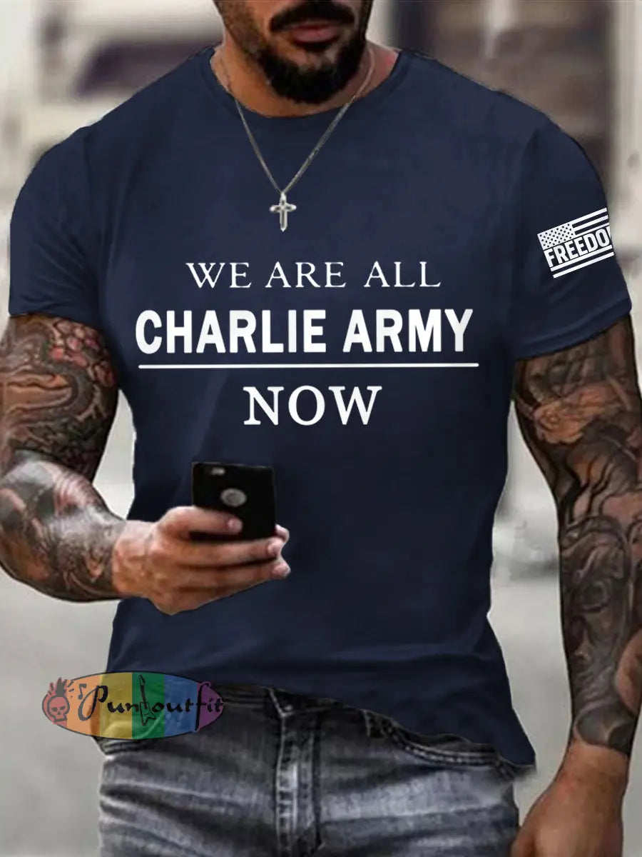 Men’s We Are All Charlie Kirk Now! R.I.P Charlie Kirk Tee Navy Blue / S