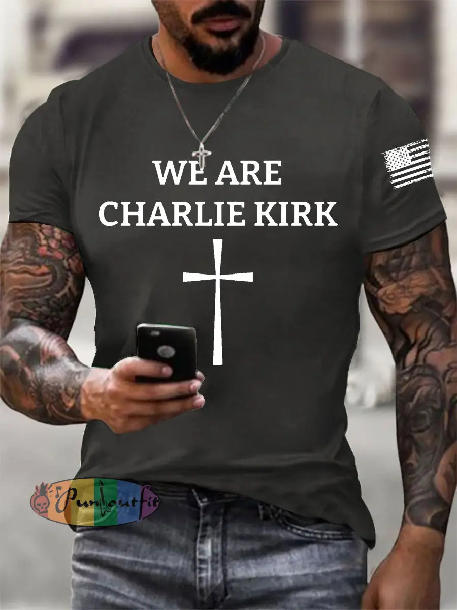 Men’s We Are Charlie Kirk Short-sleeved T-shirt Dark Gray / S