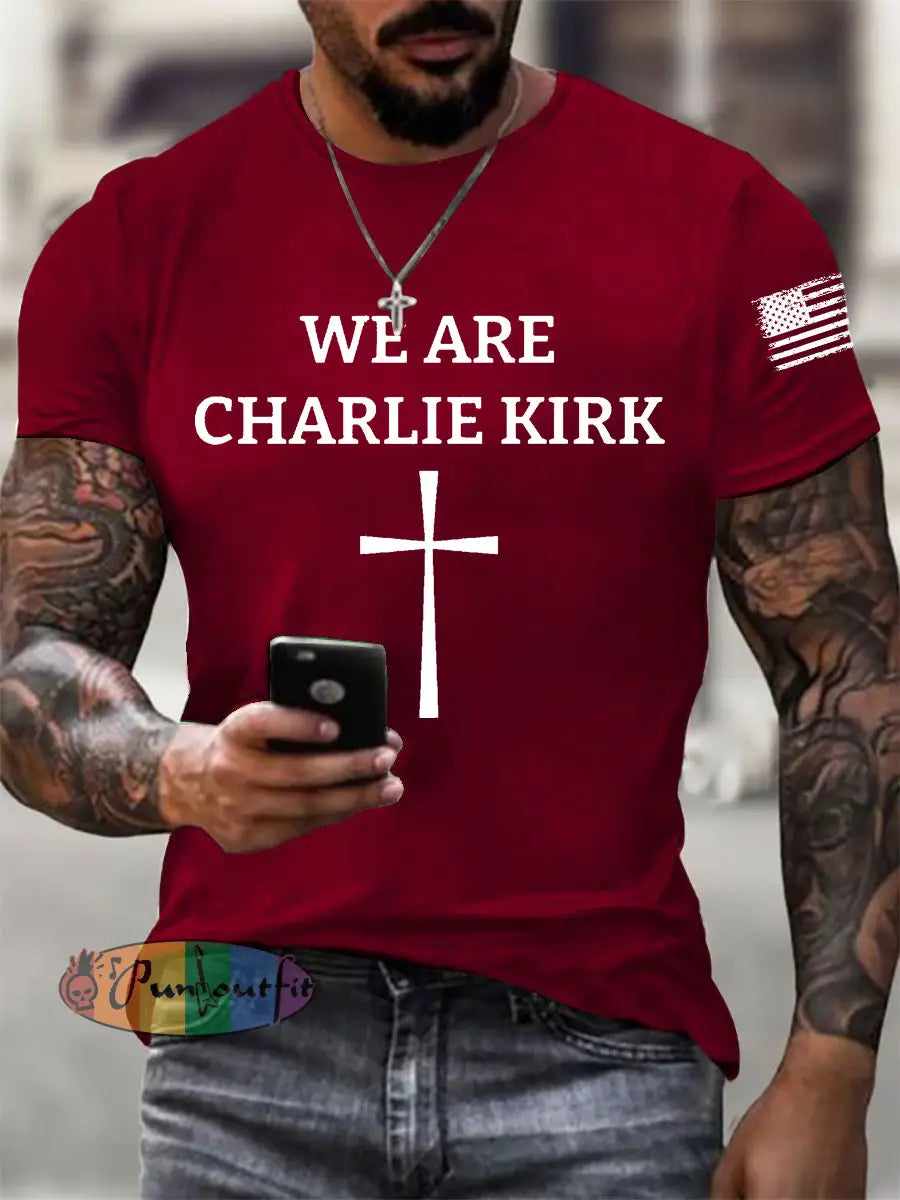 Men’s We Are Charlie Kirk Short-sleeved T-shirt Deep Red / S