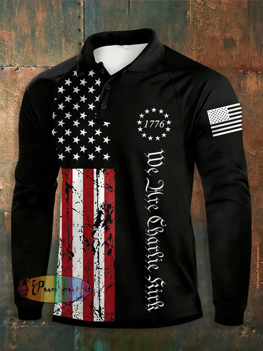 Men’s We Are Charlie Print Long Sleeves Shirt Black / S