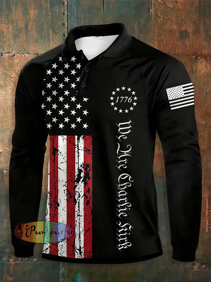Men’s We Are Charlie Print Long Sleeves Shirt Black / S