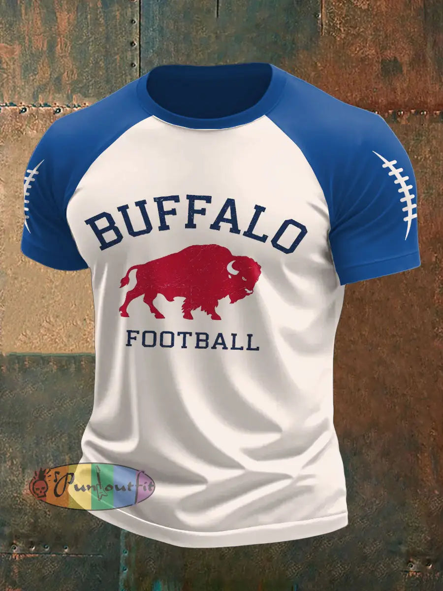Men’sBuffalo Football Lover Printed T-shirt Blue / S
