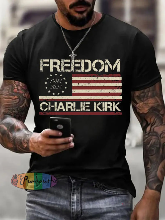 Men’sFreedom Charlie Kirk Short-sleeved T-shirt Black / S