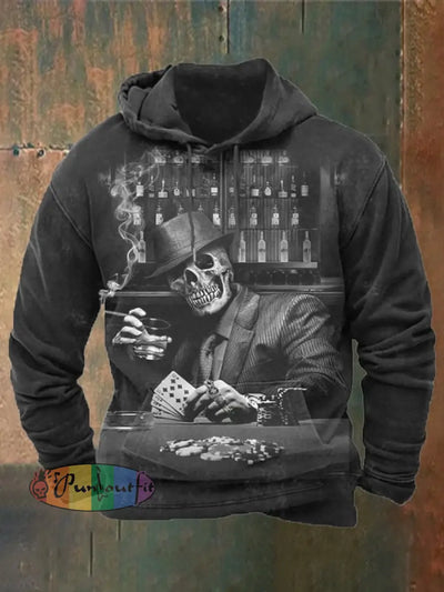 Outdoor Vintage Skull Print Hoodie As Shown / S Hoodies&Sweatshirts