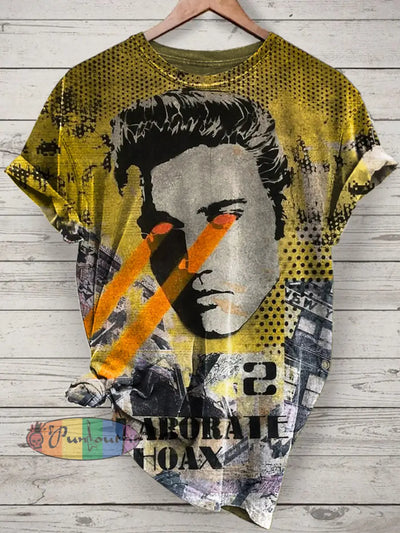 Retro Printed Vintage Fashion Loose Short Sleeve T-Shirt Yellow / S