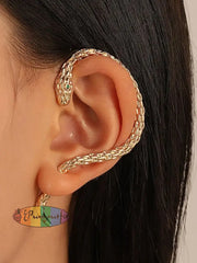 Single Gothic Snake Golden Stud Earrings Color Acc