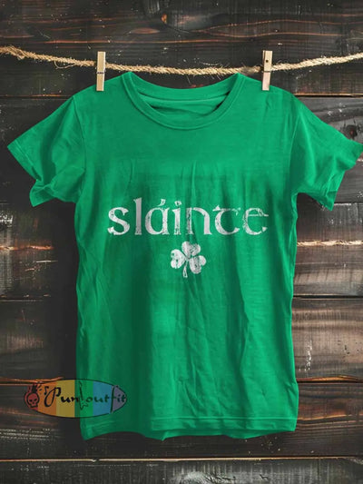 Slaince Print Casual Short Sleeves T-Shirt Green / S