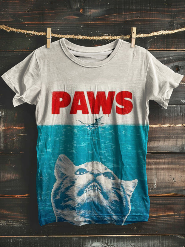 Unisex Paws Print Casual Short Sleeves T-Shirt