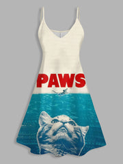 Unisex Paws Cat Vintage Art Print Tank Top