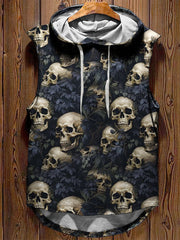 Vintage Skulls Halloween Print Backless Dress