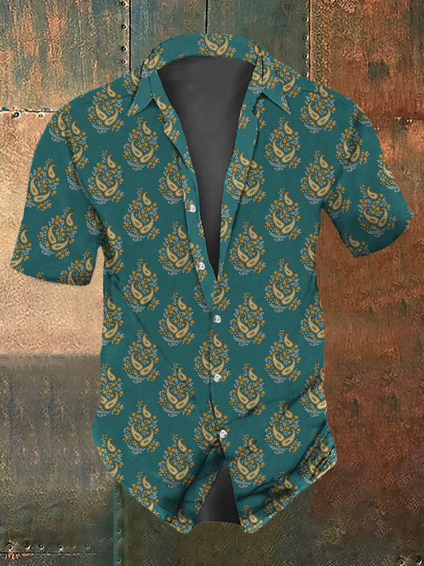 Men's Retro Bohemian Style Cashew Print Shirt