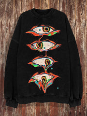 Unisex Monster Eye Print Halloween Crew Neck Casual Sweatshirt