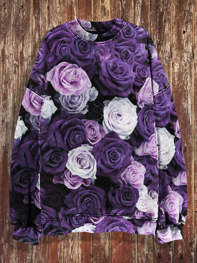 Unisex Fantasy Rose Print Halloween Crew Neck Casual Sweatshirt