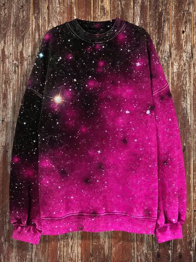 Unisex Starry Sky Gradient Halloween Print Crew Neck Casual Sweatshirt